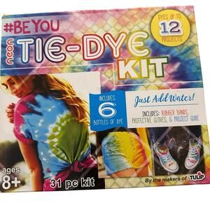 #BeYou Tie Dye Kit NIB Dyes 12 Projects  Pink Fuchsia Turquoise Lime Yellow